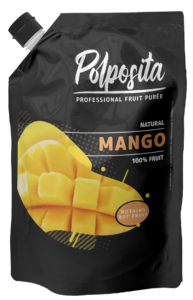 Una busta di purea al mango per realizzare un chutney al mango
