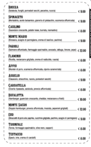un menù con prezzi incolonnati e simbolo €