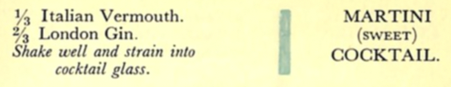 La ricetta del Cocktail Martini (Sweet Martini) nel Savoy Cocktail Book di Craddock, 1930