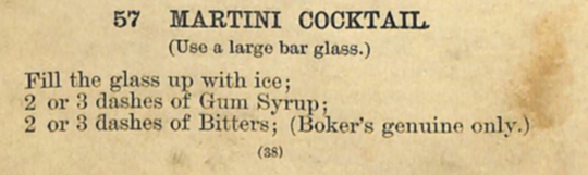 la ricetta del Martini cocktail nel libro di Harry Johnson, 1888