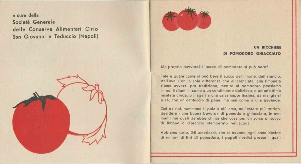 Opuscolo 'un bicchiere di pomodoro ghiacciato' della Cirio
