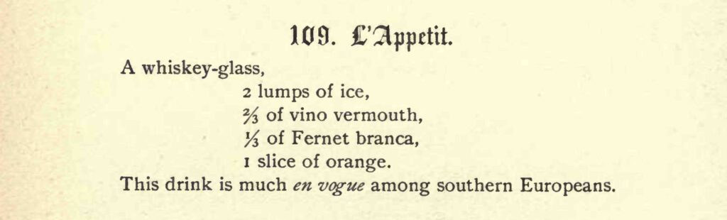 L'appetit cocktial nel libro The Flowing Bowl, molto simile all'Americano
