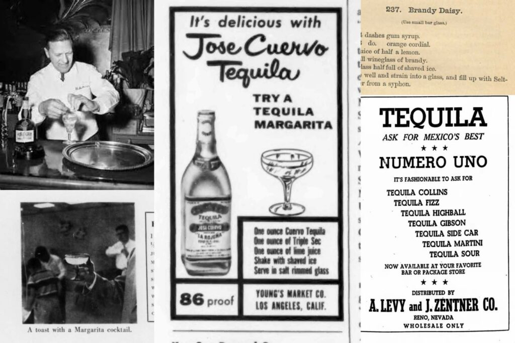 Un collage di foto che raccontano la storia del cocktail Margarita