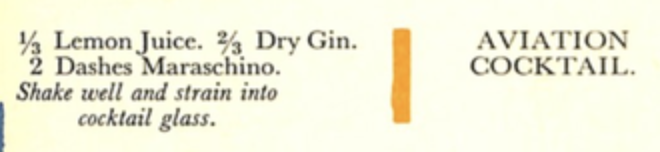 La ricetta dell'Aviation di Craddock (Savoy Cocktail Book - 1930)