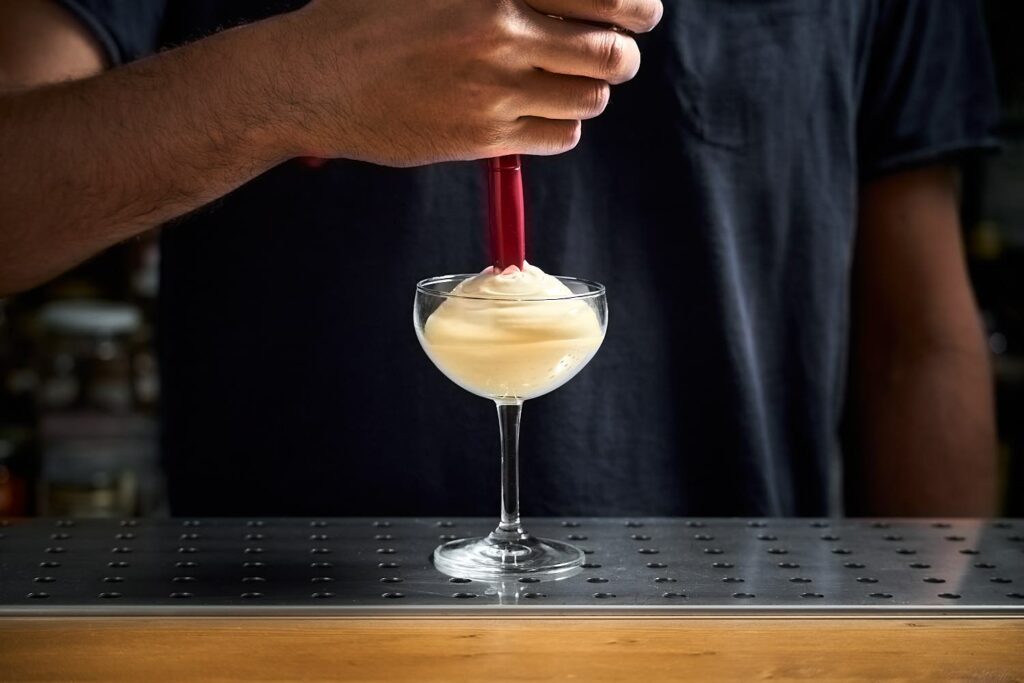 Una foam fatta con sifone e gelatina