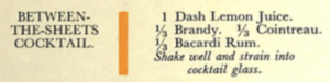 La ricetta del Between The Sheets nel Savoy cocktail Book del 1939