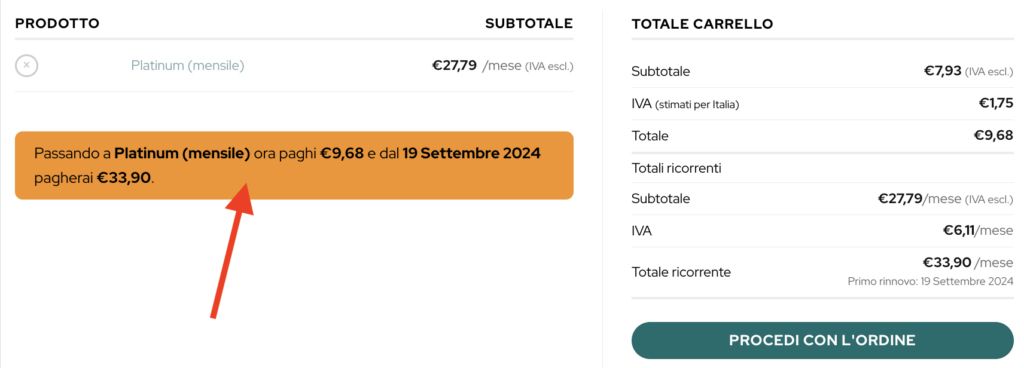 quarto step del cambio abbonamento